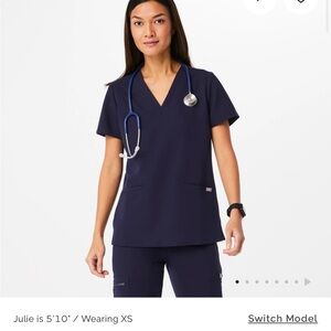 Figs Deep Blue Women's Short Sleeve Scrub Top